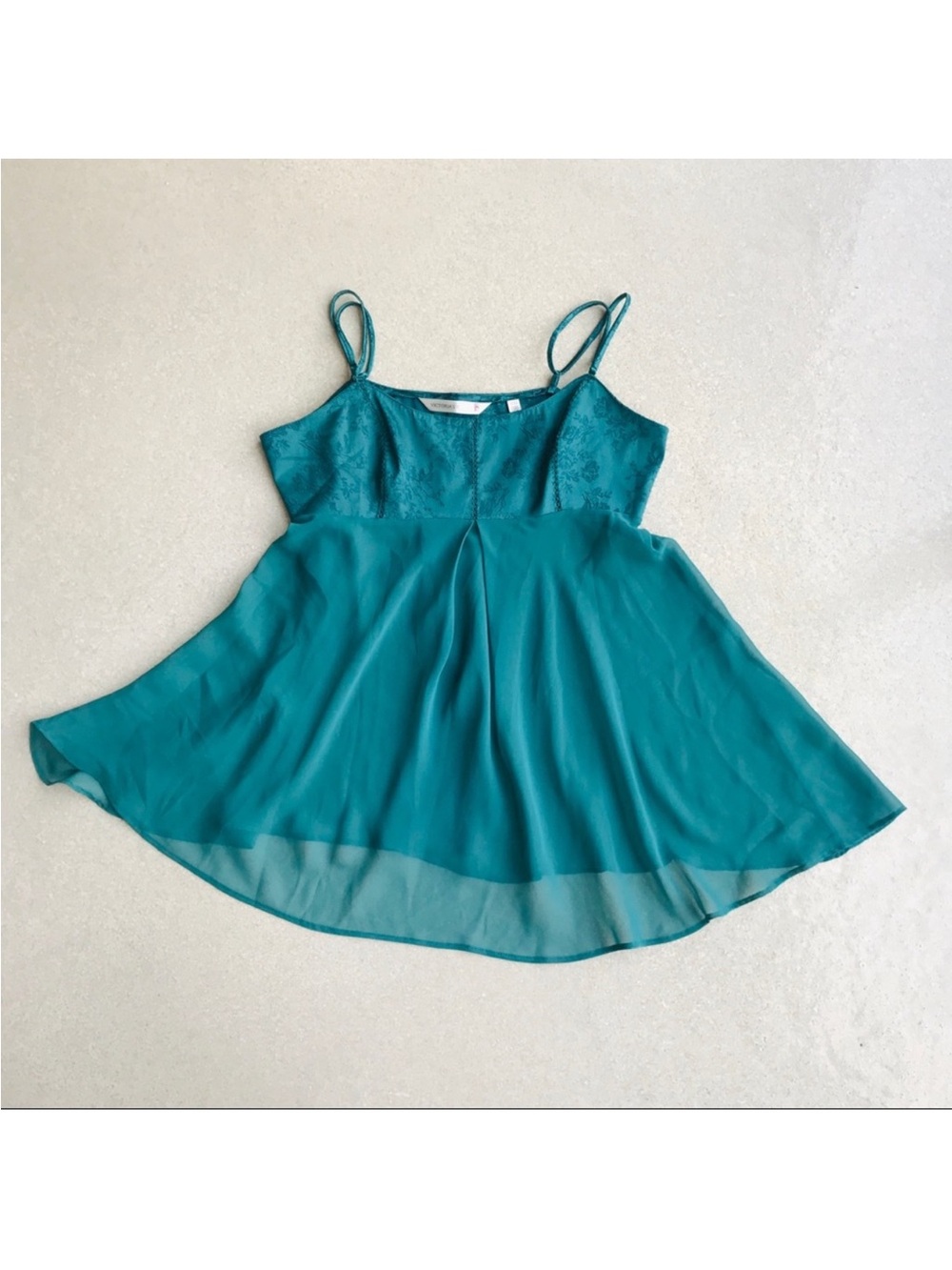 Vintage Victoria’s Secret Teal Bodice Chiffon & Satin Slip Dress Size M